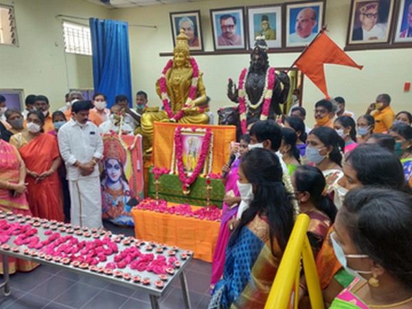 BJP members and workers on Wednesday performed special prayers at the party office here in Kamalalayam. Photo/ANI