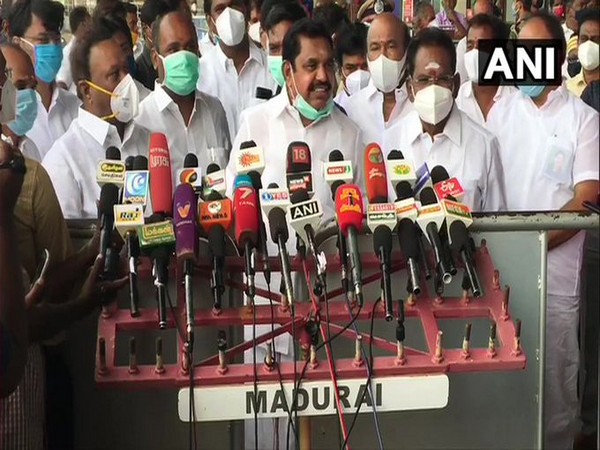 Tamil Nadu Chief Minister Edappadi K Palaniswami speaking to mediapersonds in Madurai on Tuesday. Photo/ANI