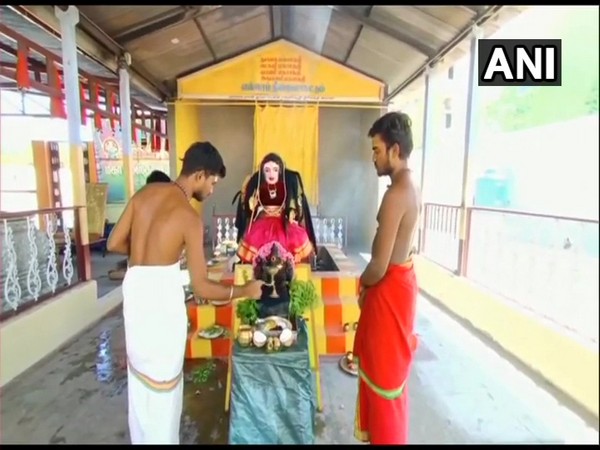 Visual of prayers being offered at Kamatchipuri Adhinam temple in Coimbatore (Photo/ANI)