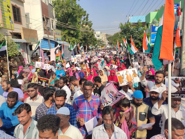People taking part in the protest in Madurai on Thursday. Photo/ANI