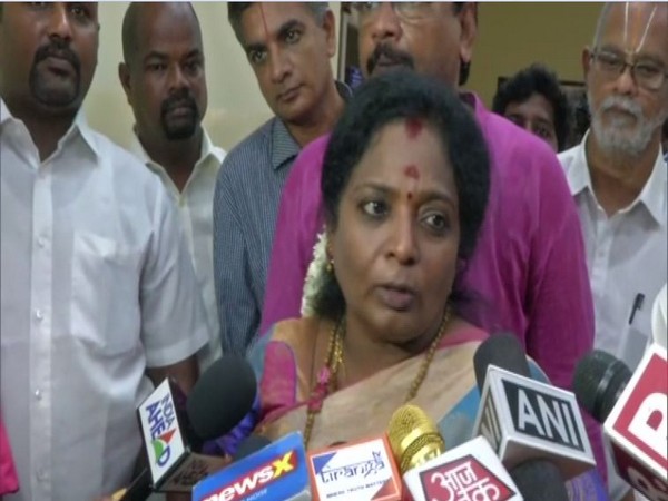 TN BJP president Tamilisai Soundararajan speaking to media in Chennai on Thursday (Photo/ANI)