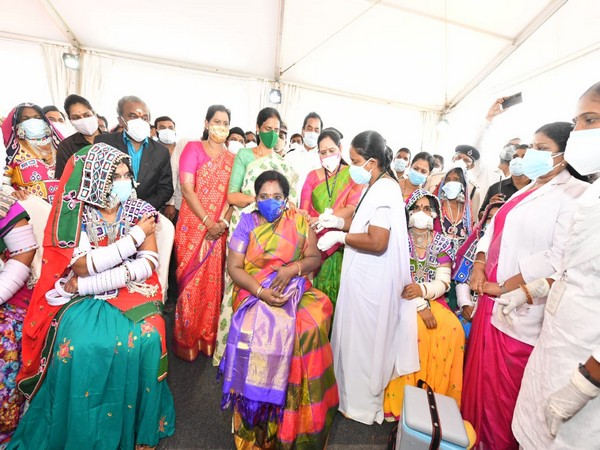    Telangana Governor Tamilisai Soundararajan took the second dose of COVID-19 vaccine. on Monday.Image Source-Twitter/Tamilisai Soundararajan)