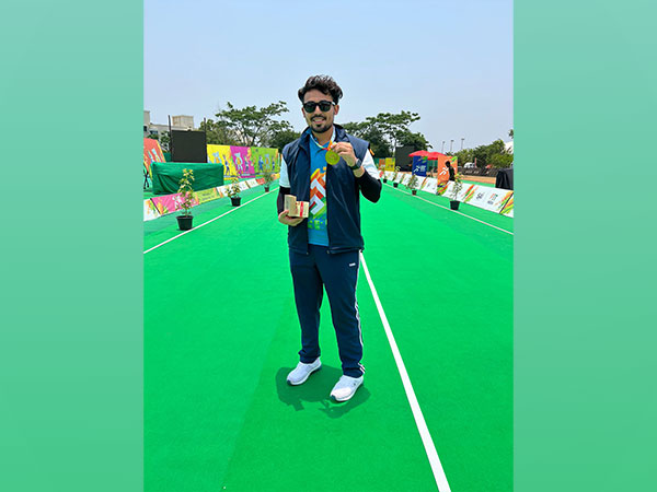Archer Tanishdeep Singh after winning gold for Delhi University in men's compound (Image: SAI media)