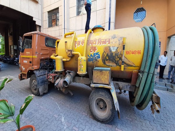 Seized septic tank cleaning truck which was carrying 1230 Kgs of ganja in Chhattisgarh on Wednesday. Photo/ANI