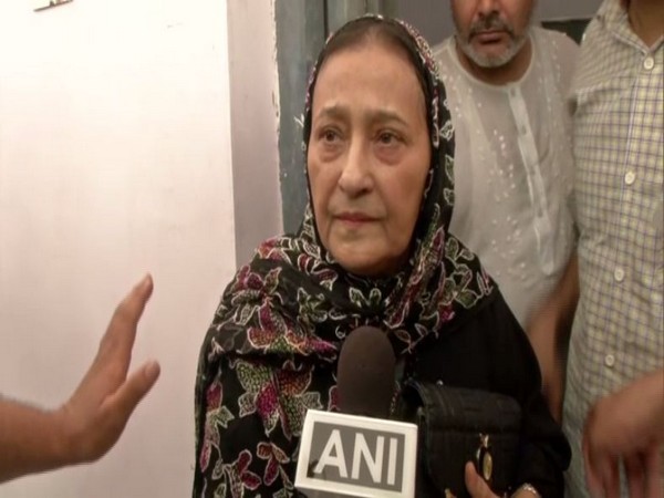 SP leader Azam Khan's wife Tazeen Fatima talking to reporters on Tuesday (Photo/ANI)
