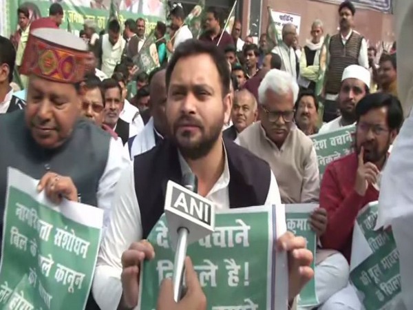RJD leader Tejashwi Yadav speaking to ANI in Patna on Wednesday. Photo/ANI