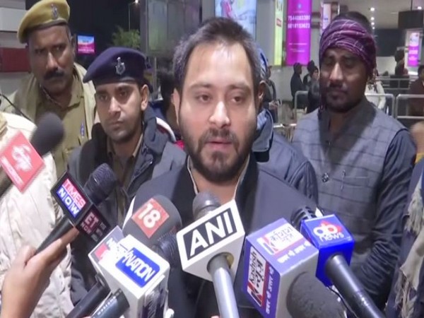 RJD leader Tejaswi Yadav speaking to ANI in Patna on Thursday. (Photo/ANI)