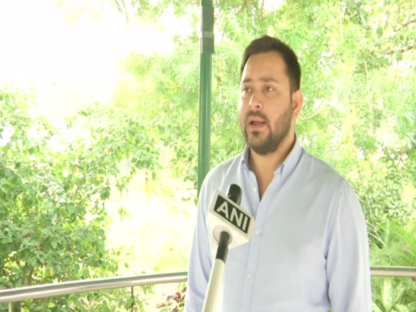 RJD leader Tejashwi Yadav speaking to ANI in Patna on Monday. [Photo/ANI]
