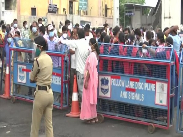 Medical staff stage protest at Gandhi Hospital in Hyderabad on Wednesday. Photo/ANI