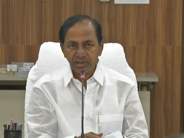 Telangana Chief Minister K Chandrashekar Rao speaking at the meeting with government officials in Hyderabad on Tuesday. Photo/ANI