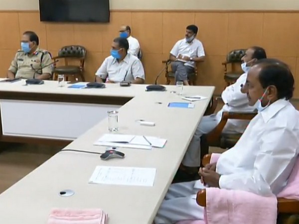 Telangana CM KCR taking part in the meeting held via video conferencing on Tuesday. Photo/ANI
