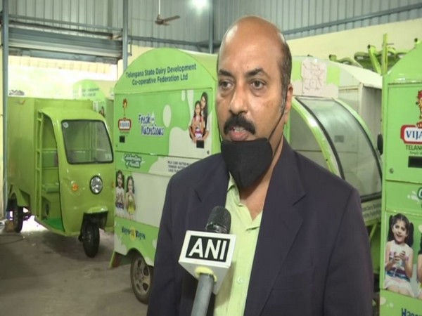 Eride E-mobility founder Davender Reddy talking to ANI in Hyderabad. Photo/ANI