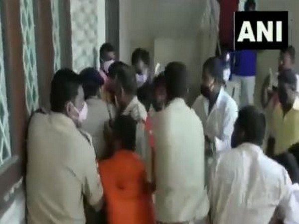Visual of ruckus following raids in Siddipet. Photo/ANI