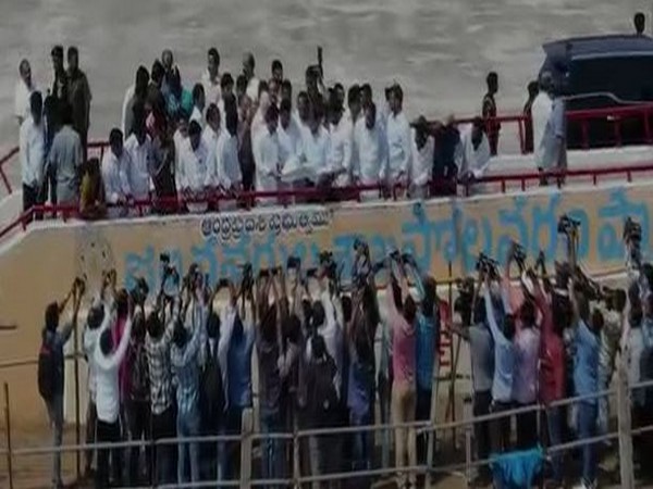 Andhra Pradesh Chief Minister YS Jaganmohan Reddy inspecting Polavaram project in West Godavari district on Friday. Photo/ANI