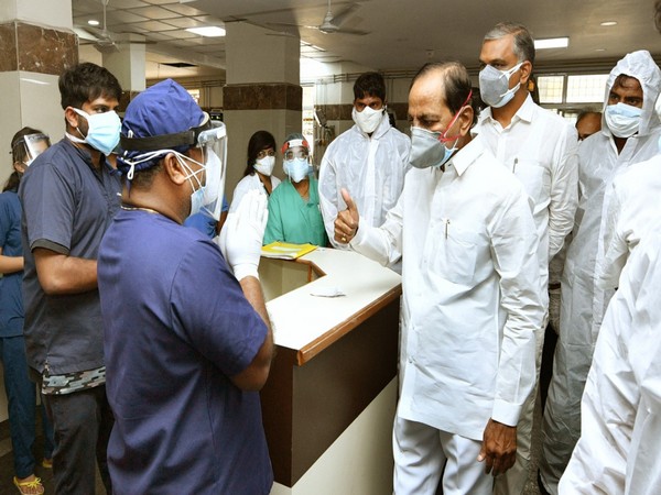 Telangana Chief Minister K Chandrashekar Rao at Gandhi Hospital.