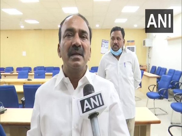 Telangana Health Minister Eatela Rajendra speaking to ANI on Thursday. Photo/ANI