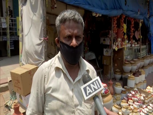 Clay pot sellers speaking to ANI. (Photo/ANI)