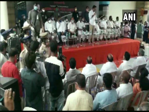 The foundation stone-laying ceremony of 'Neera Cafe' in Hyderabad.