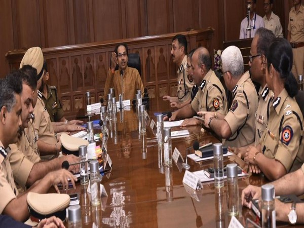 Maharashtra Chief Minister Uddhav Thackeray chairing a review meeting with senior officials of Maharashtra Police in Mumbai on Tuesday.