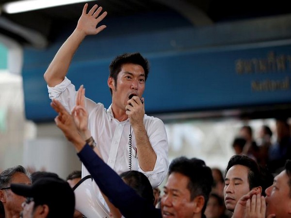 Thanathorn Juangroongruangkit of Thailand's progressive Future Forward Party talks to his supporters during a rally in Bangkok