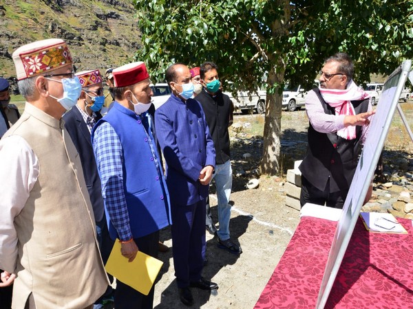 Himachal Pradesh CM Jai Ram Thakur visiting south portal of tunnel on Saturday. Photo/ANI