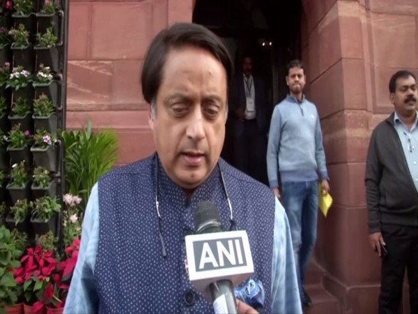 Senior Congress leader Shashi Tharoor talking to ANI in New Delhi on Monday. Photo/ANI