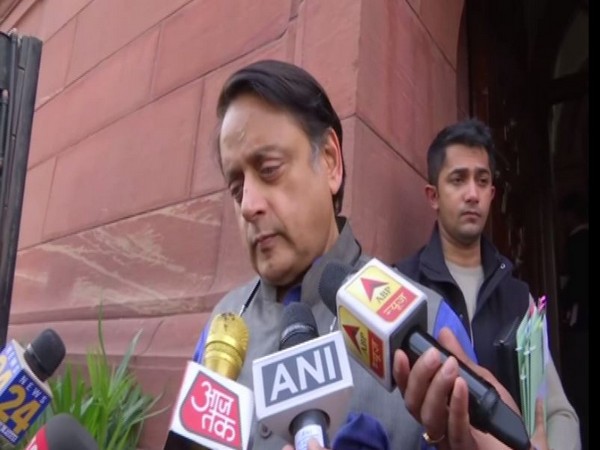 Congress MP Shashi Tharoor speaking to reporters in New Delhi on Wednesday. Photo/ANI