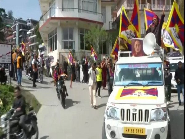 Visuals from the protest march by Tibetans held in Shimla (Photo/ANI)