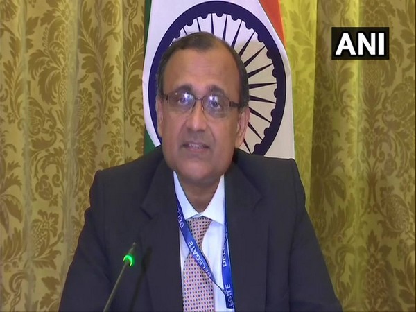 Secretary (Economic Relations) in the External Affairs Ministry T S Tirumurti addressing a presser in Manama on Saturday.