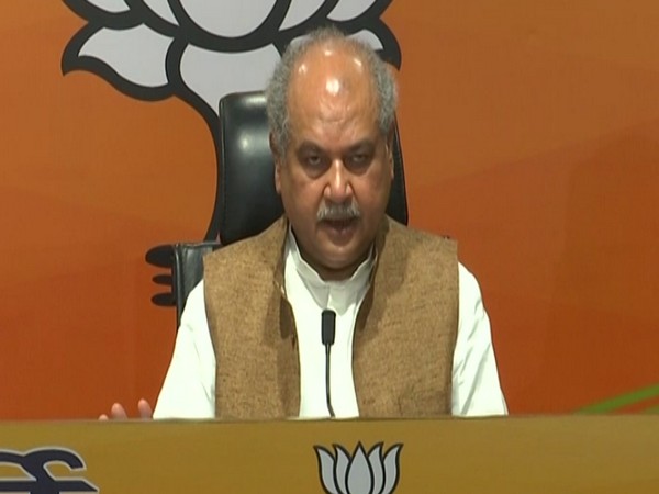 Union Agriculture Minister Narendra Singh Tomar speaking during press conference in New Delhi on Thursday. Photo/ANI