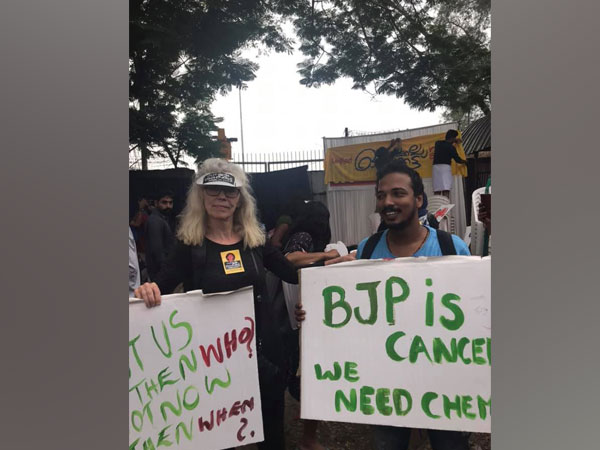 Janne-Mette Johansson taking part in protest against CAA in Kochi on December 23 (Photo credit: Janne-Mette Johansson/Facebook)