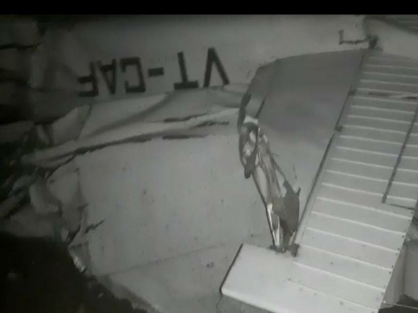 Visual from the site in Sagar where a trainer aircraft crashed on Friday. Photo/ANI