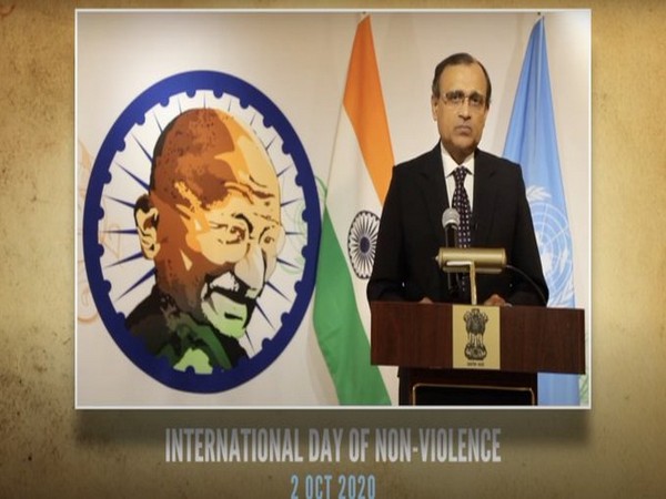 Indian Envoy to United Nations TS Tirumurti speaking at a virtual event titled 'Gandhi@150: A non-violent approach to peace and development'.