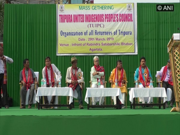 Protest rally in Tripura by TUIPC on Friday. (ANI photo)