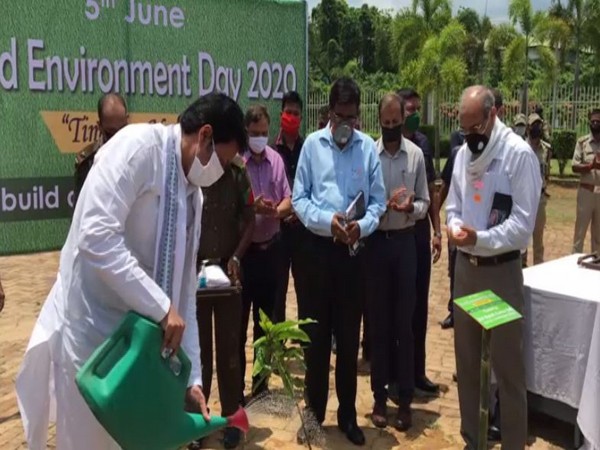 Tripura Chief Minister Biplab Kumar Deb participated in plantation drive in Tripura. (Photo/ANI)