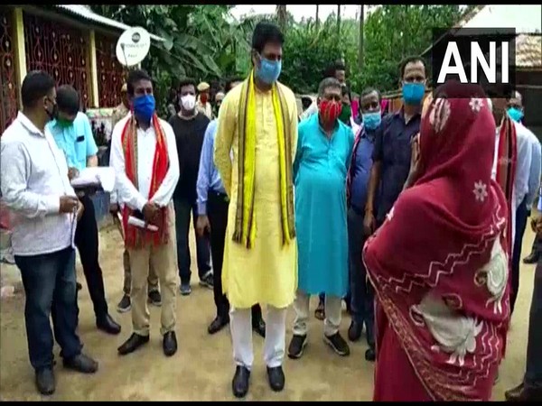Biplab Kumar Deb during his visit to Sephijala district. (Photo/ANI)