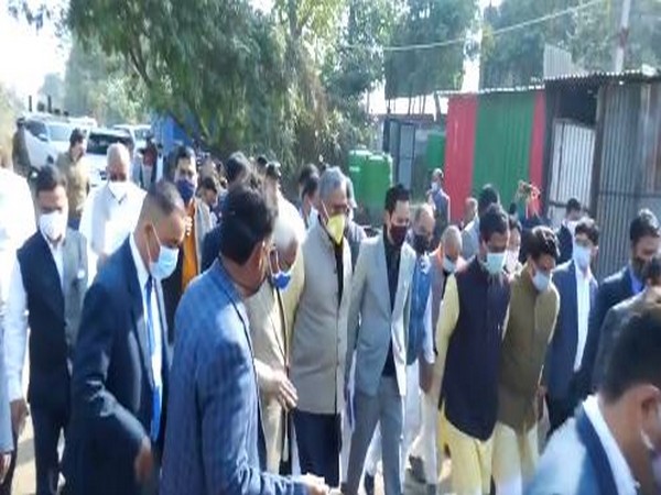 Uttarakhand Chief Minister, Trivendra Singh Rawat inspects the construction work of Kumbh Mela 2021 (Photo ANI)