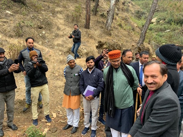Uttarakhand Chief Minister Trivendra Singh Rawat at lake site on Friday. Photo/AN