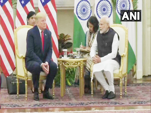 US President Donald Trump and Prime Minister Narendra Modi at the Hyderabad House in New Delhi