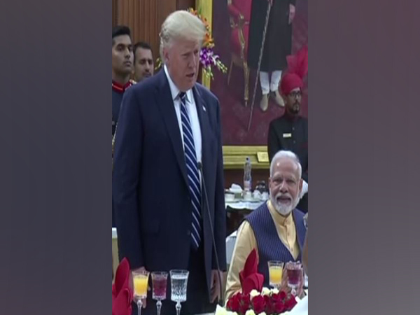 US President Donald Trump along with Prime Minister Narendra Modi at the Banquet in Rashtrapati Bhavan on Tuesday.