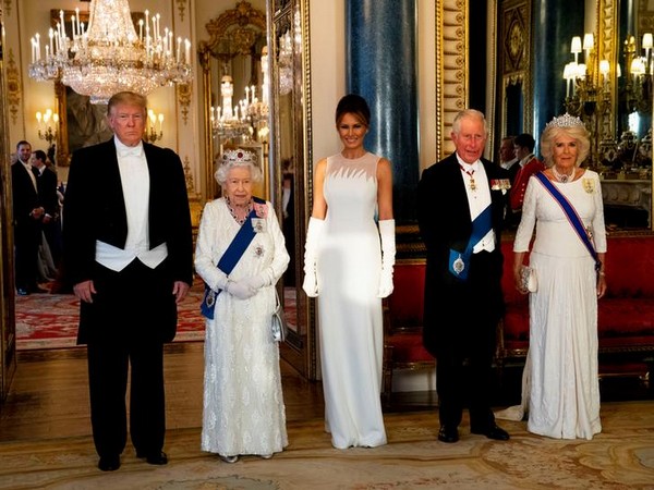 US President Donald Trump, Britain's Queen Elizabeth, Melania Trump, Prince Charles, Duchess of Cornwall