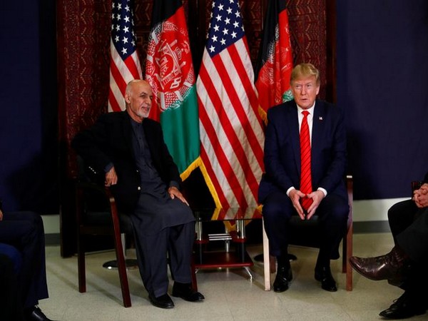 US President Donald Trump with his Afghan counterpart Ashraf Ghani at Bagram airbase in Afghanistan on Thursday evening.