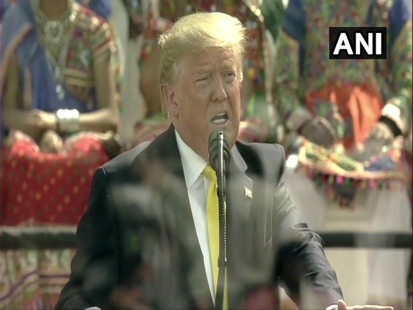 US President Donald Trump addressing at the Motera Stadium on Monday