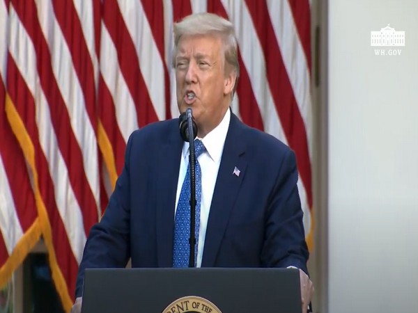 US President Donald Trump during Monday's press briefing.