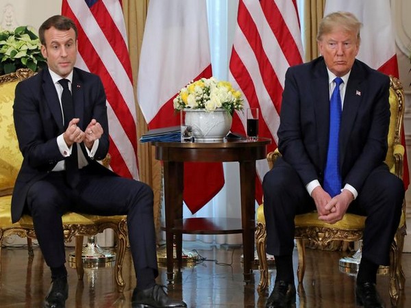 French President Emmanuel Macron and US President Donald Trump during their bilateral meeting in London on Tuesday.
