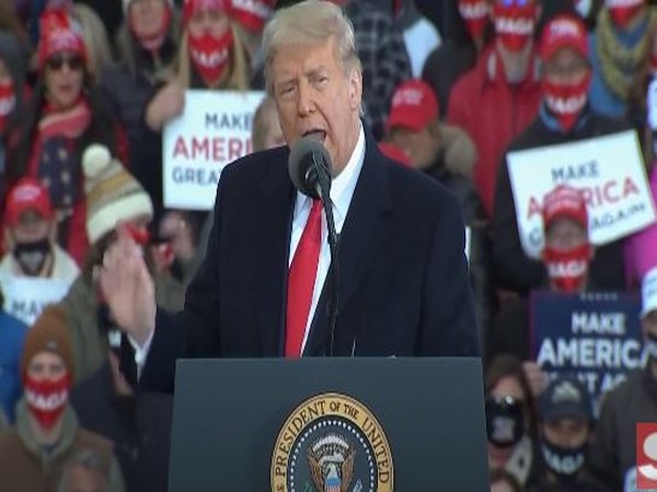US President Donald Trump in a rally at Michigan (Photo/ANI)
