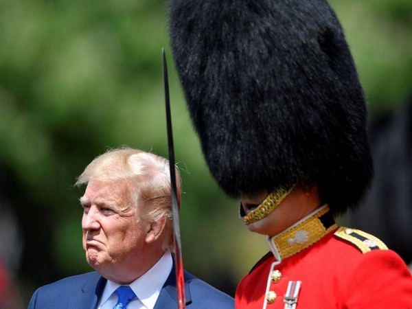 United States President Donald Trump inspects the Guard of Honour at Buckingham Palace