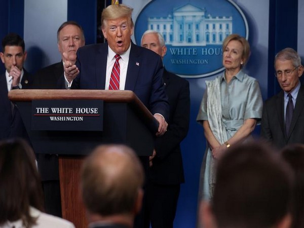 U.S. President Donald Trump at a briefing at the White House in Washington on Saturday.
