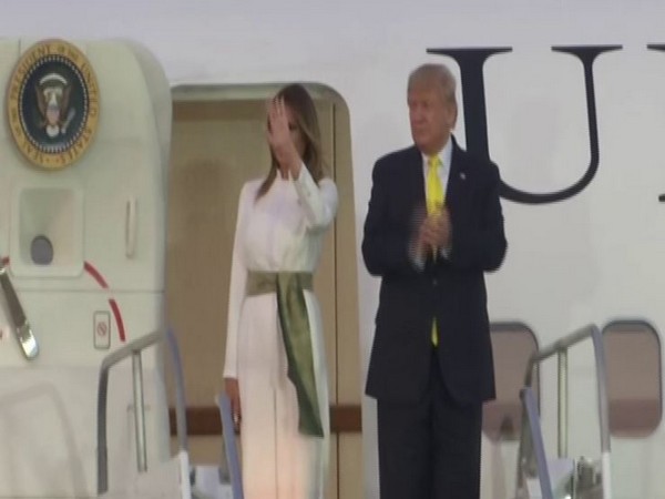 US President Donald Trump and first lady Melania Trump leave for New Delhi from Agra. Photo/ANI