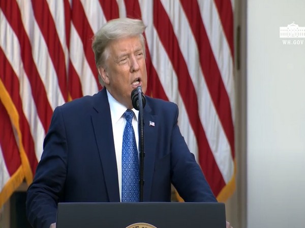 US President Donald Trump during a press briefing on Monday (credit: White House Youtube)